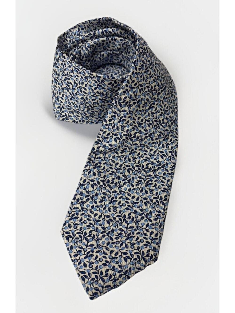 Paul Fredrick Blue/white/black 100% Silk Made In Italy Tie